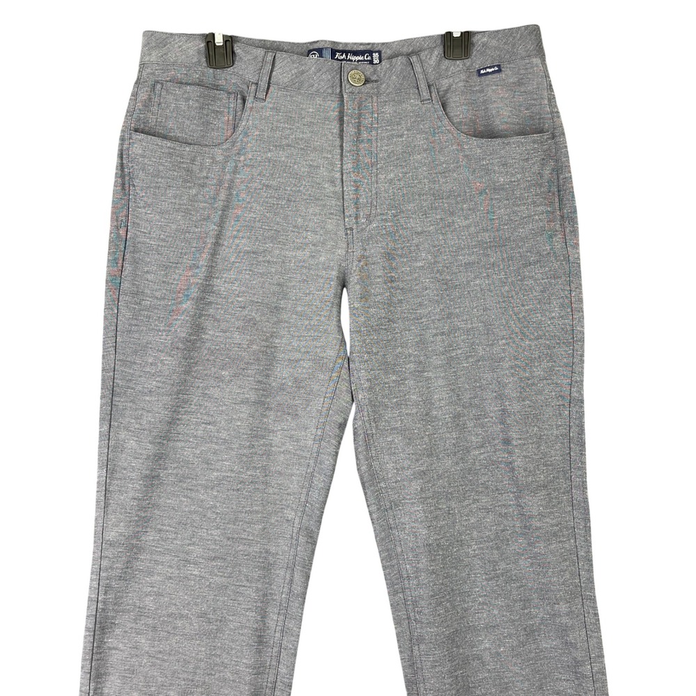 Fish Hippie Co Pants Mens 35x30 Gray Performance Stretch Golf‎ Coastal Preppy